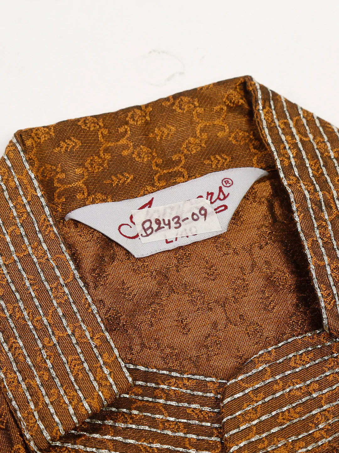 Jompers Men's Silk Blend Collar Embroidered Kurta Pyjama Set - Brown - Distacart