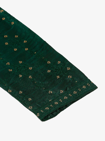 Jompers Men's Silk Blend Collar Embroidered Kurta Only - Green - Distacart