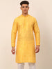Jompers Men's Silk Blend Collar Embroidered Kurta Only - Yellow - Distacart