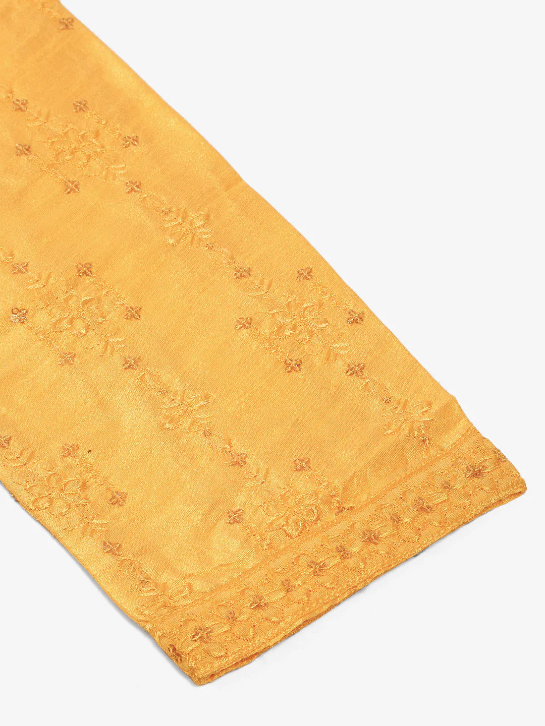 Jompers Men's Silk Blend Collar Embroidered Kurta Only - Yellow - Distacart