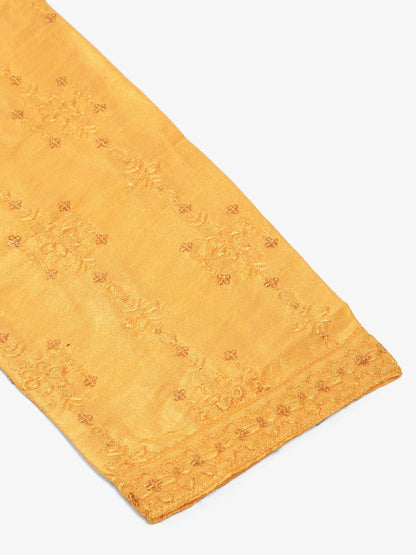 Jompers Men's Silk Blend Collar Embroidered Kurta Only - Yellow - Distacart