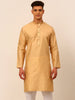 Jompers Men's Beige Striped Pleated Chikankari Kurta Only - Distacart