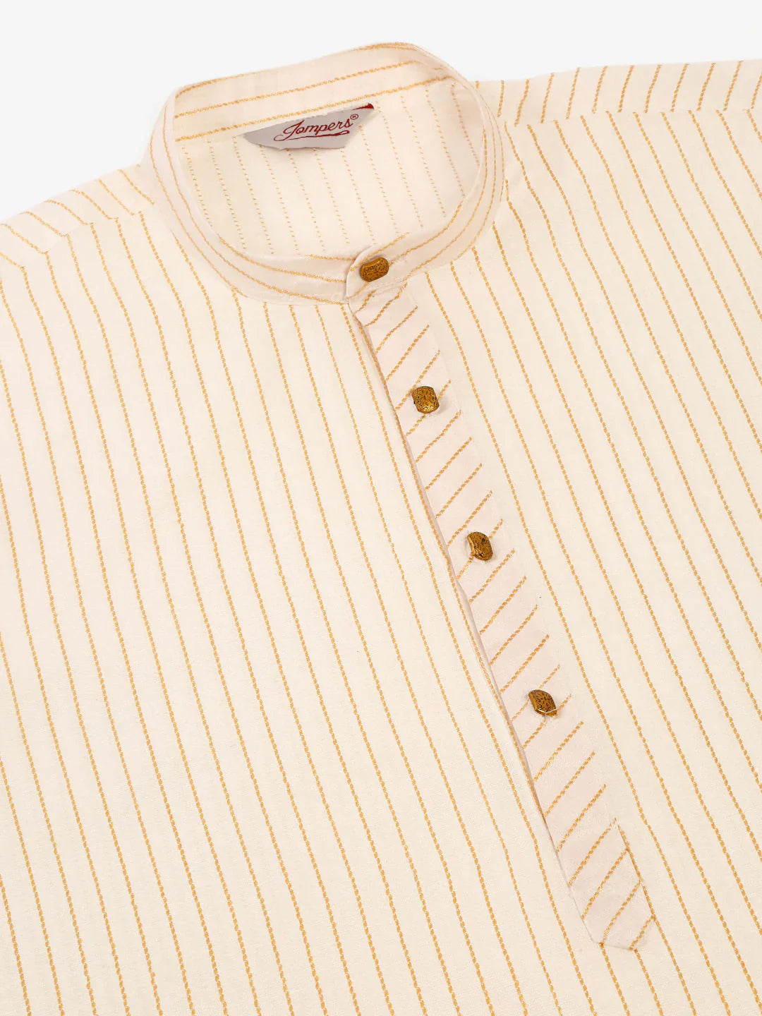 Jompers Men's Cream Striped Pleated Chikankari Kurta pyjama Set - Distacart