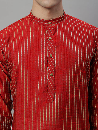 Jompers Men's Maroon Embroidered Kurta with Pyjamas - Distacart