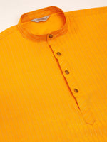 Thumbnail for Jompers Men's Mustard Striped Pleated Chikankari Kurta pyjama Set - Distacart