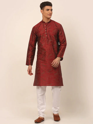 Jompers Men's Maroon Paisley Printed Kurta with Pyjama - Distacart
