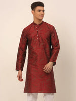 Thumbnail for Jompers Men's Maroon Paisley Printed Kurta Only - Distacart