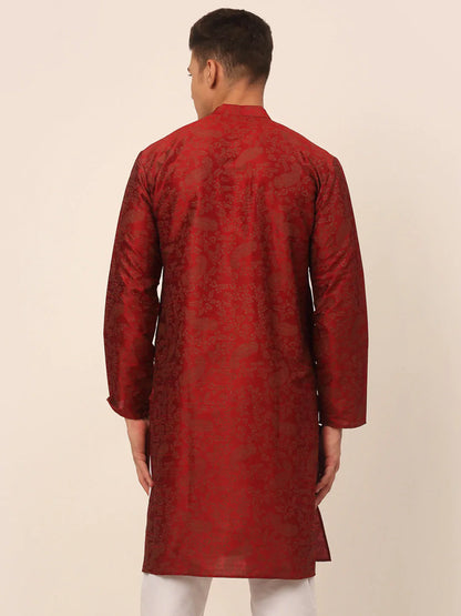 Jompers Men's Maroon Paisley Printed Kurta Only - Distacart
