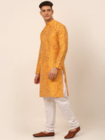 Thumbnail for Jompers Men's Mustard Paisley Printed Kurta with Pyjama - Distacart
