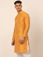 Thumbnail for Jompers Men's Mustard Paisley Printed Kurta Only - Distacart