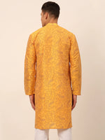 Thumbnail for Jompers Men's Mustard Paisley Printed Kurta Only - Distacart
