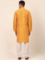 Thumbnail for Jompers Men's Mustard Paisley Printed Kurta with Pyjama - Distacart