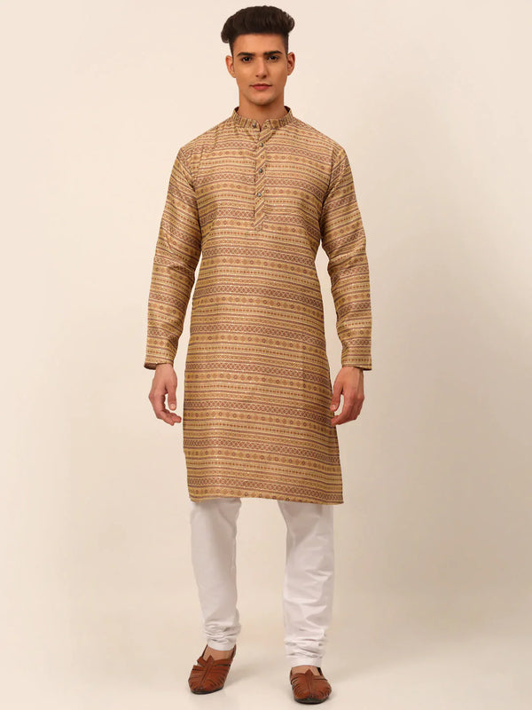 Jompers Men's Sequinned Kurta with Churidar - Brown - Distacart