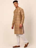 Thumbnail for Jompers Men's Sequinned Kurta with Churidar - Brown - Distacart
