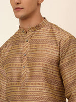 Thumbnail for Jompers Men's Sequinned Kurta with Churidar - Brown - Distacart