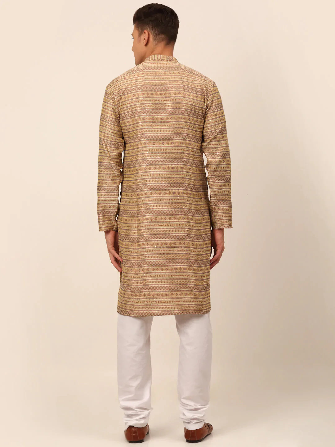 Jompers Men's Sequinned Kurta with Churidar - Brown - Distacart