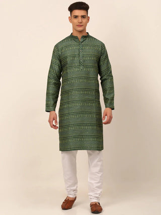 Jompers Men's Sequinned Kurta with Churidar - Green - Distacart