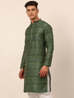 Thumbnail for Jompers Men's Printed Sequinned Kurta Only - Green - Distacart
