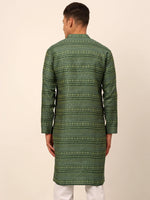Thumbnail for Jompers Men's Printed Sequinned Kurta Only - Green - Distacart