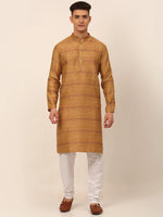 Thumbnail for Jompers Men's Printed Sequinned Kurta with Churidar - Yellow - Distacart