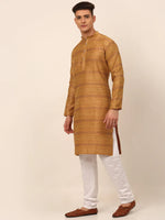 Thumbnail for Jompers Men's Printed Sequinned Kurta with Churidar - Yellow - Distacart