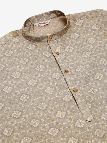 Jompers Men's Grey Floral Printed Kurta with Churidar - Distacart