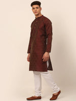 Thumbnail for Jompers Men's Maroon Floral Printed Kurta with Churidar - Distacart