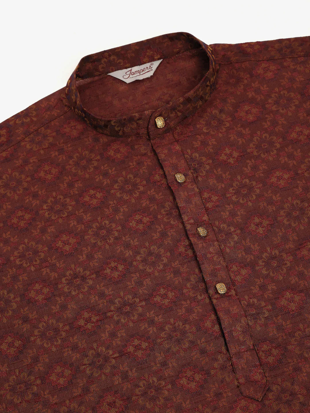 Jompers Men's Maroon Floral Printed Kurta with Churidar - Distacart