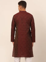 Thumbnail for Jompers Men's Maroon Floral Printed Kurta Only - Distacart