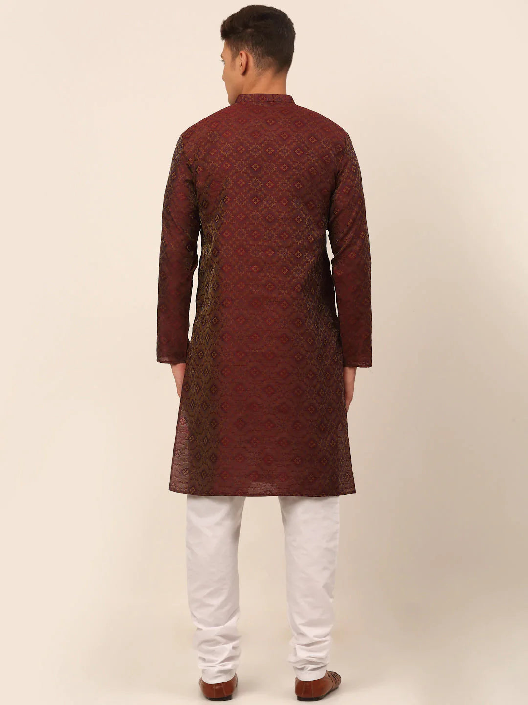 Jompers Men's Maroon Floral Printed Kurta with Churidar - Distacart