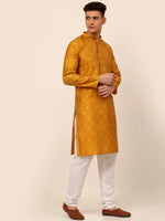 Thumbnail for Jompers Men's Mustard Floral Printed Kurta with Churidar - Distacart