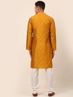 Thumbnail for Jompers Men's Mustard Floral Printed Kurta with Churidar - Distacart
