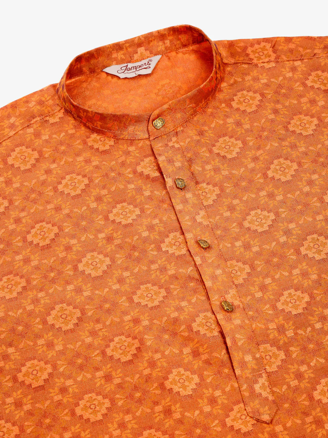 Jompers Men's Peach Floral Printed Kurta with Churidar - Distacart