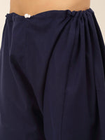 Thumbnail for Jompers Men's Navy Cotton Solid Pathani Kurta with Salwar - Distacart