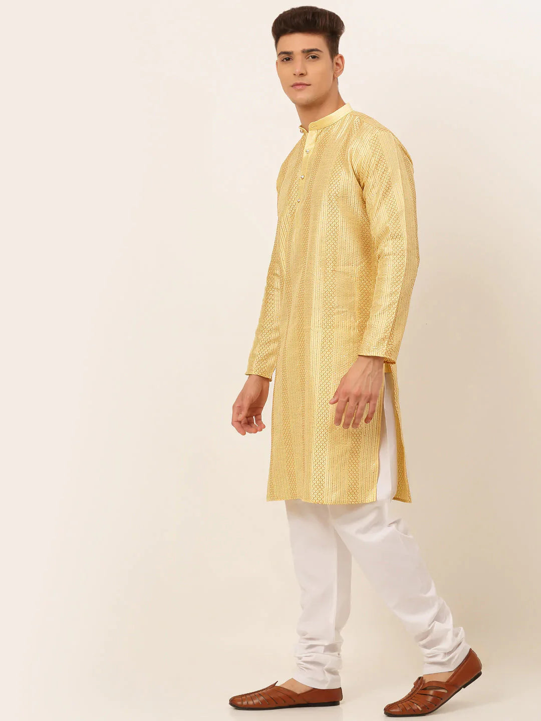Jompers Men's Golden Embroiderd Kurta Pajama - Distacart