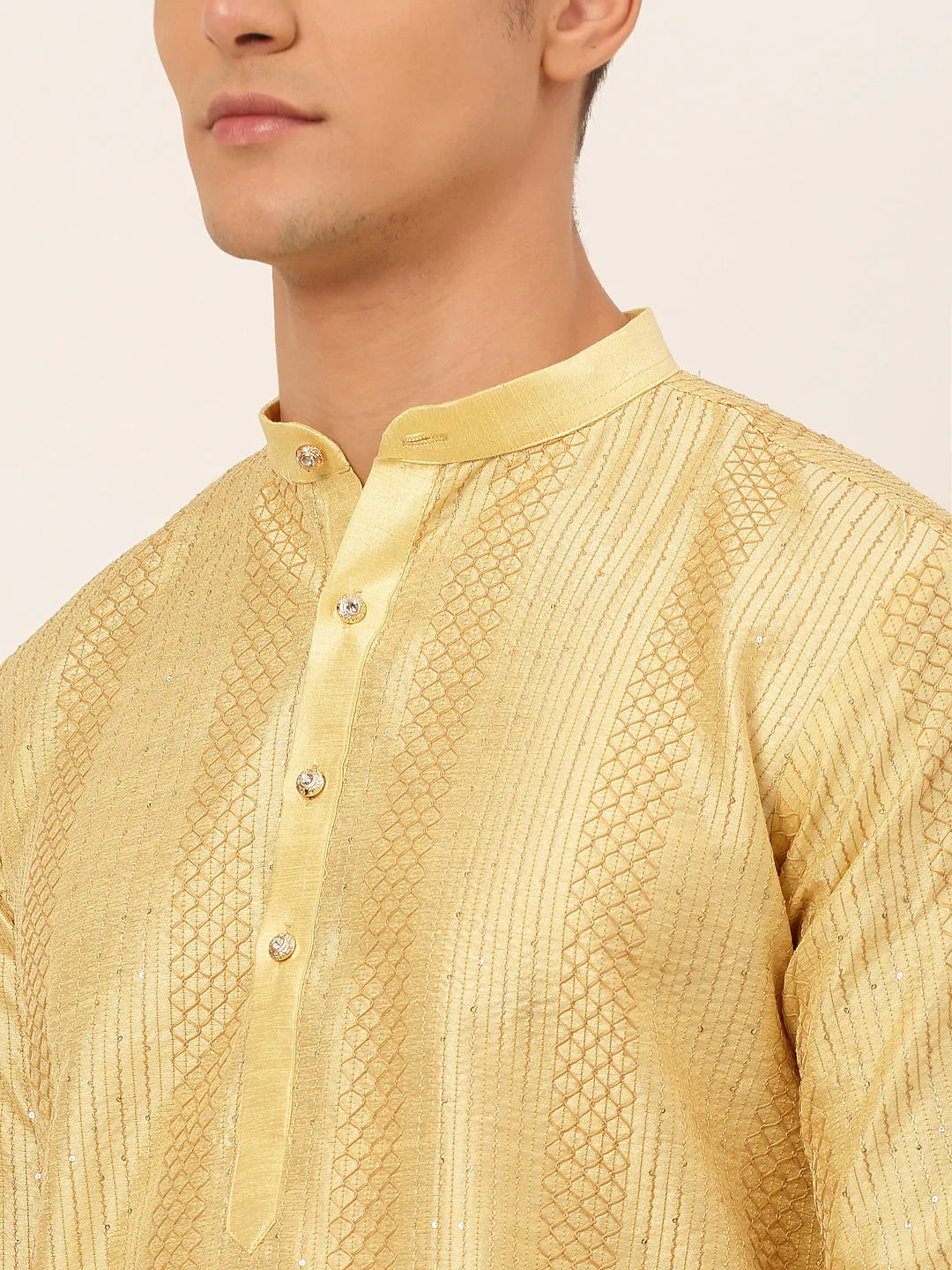 Jompers Men's Golden Embroiderd Kurta Pajama - Distacart