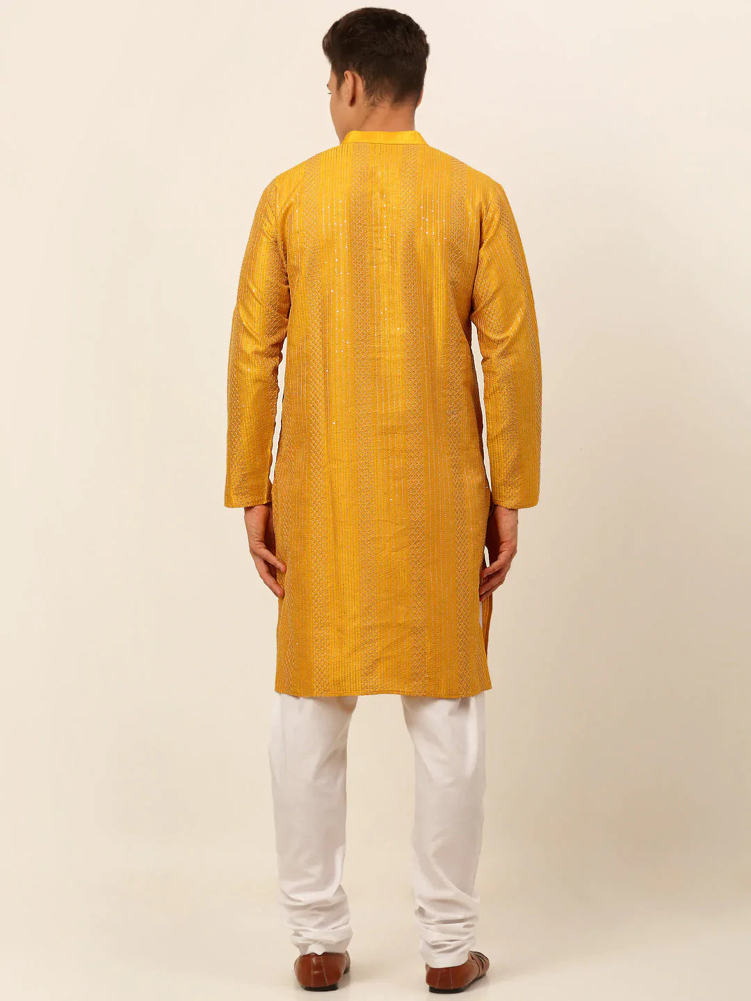 Jompers Men's Mustard Embroiderd Kurta Pajama - Distacart