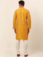 Thumbnail for Jompers Men's Mustard Embroiderd Kurta Pajama - Distacart