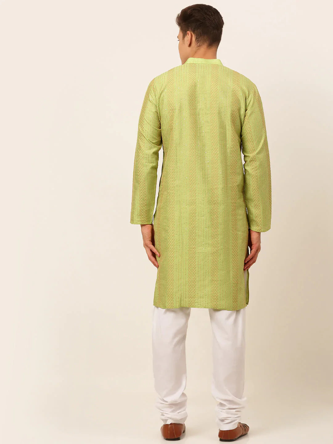 Jompers Men's Pista Green Embroiderd Kurta Pajama - Distacart