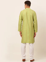 Thumbnail for Jompers Men's Pista Green Embroiderd Kurta Pajama - Distacart