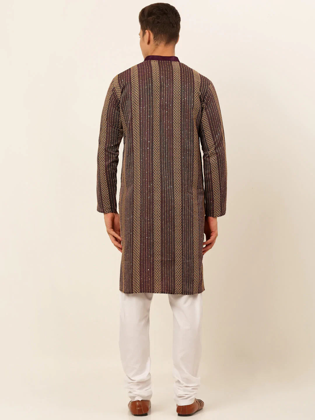 Jompers Men's Purple Embroiderd Kurta Pajama - Distacart