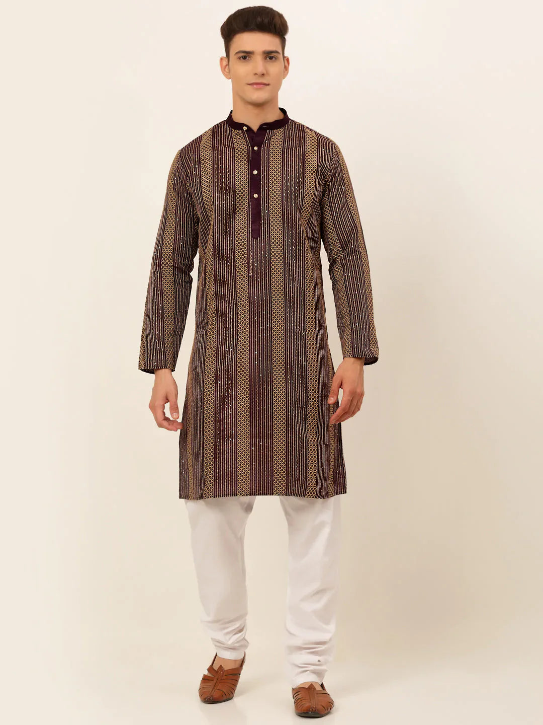 Jompers Men's Purple Embroiderd Kurta Pajama - Distacart