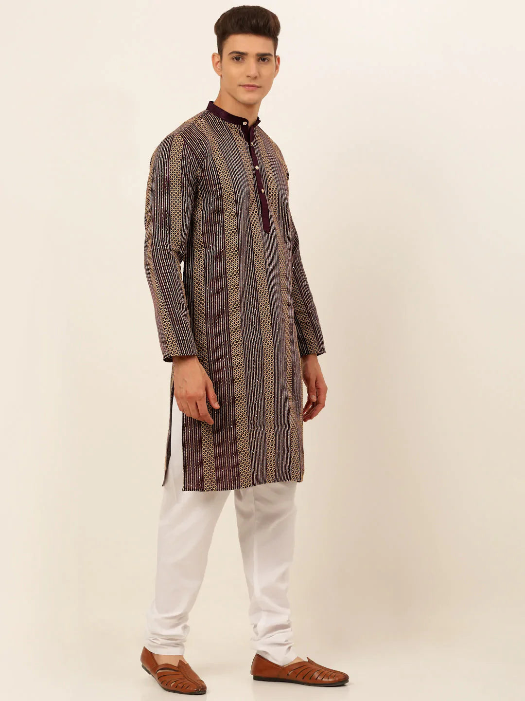 Jompers Men's Purple Embroiderd Kurta Pajama - Distacart