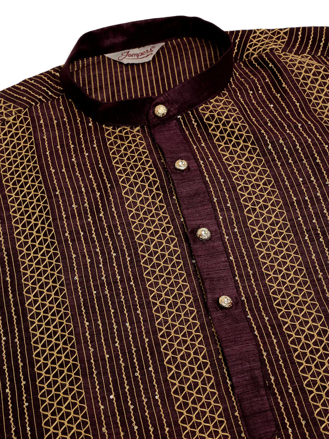 Jompers Men's Purple Embroiderd Kurta Pajama - Distacart