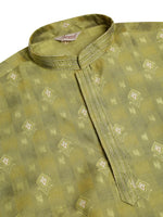 Thumbnail for Jompers Men's Green Collar Embroidered Woven Design Kurta Pajama - Distacart