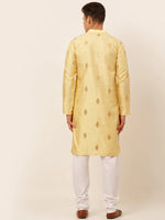 Thumbnail for Jompers Men's Golden Embroidered Sequinned Kurta with Churidar - Distacart