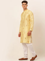 Thumbnail for Jompers Men's Golden Embroidered Sequinned Kurta with Churidar - Distacart