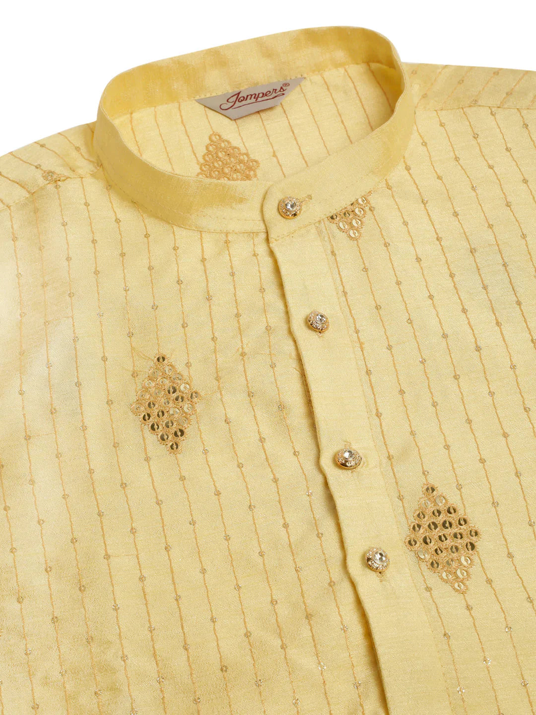 Jompers Men's Golden Embroidered Sequinned Kurta with Churidar - Distacart