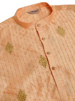 Thumbnail for Jompers Men's Peach Embroidered Sequinned Kurta with Churidar - Distacart