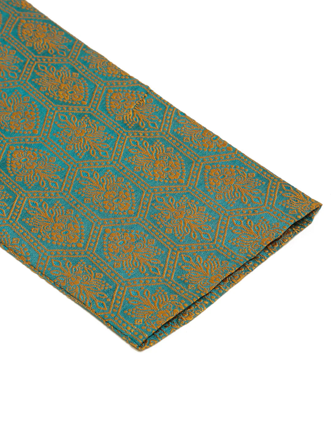 Jompers Men's Blue and Golden Woven Design Kurta Pajama - Distacart